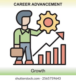 Themed career advancement icons are colored, giving a classy impression and are clear about the meaning of the image