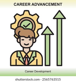 Themed career advancement icons are colored, giving a classy impression and are clear about the meaning of the image