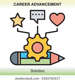 Themed career advancement icons are colored, giving a classy impression and are clear about the meaning of the image