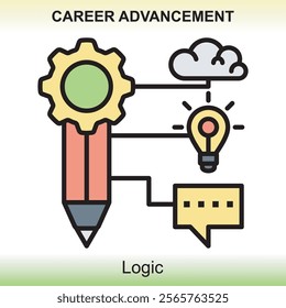 Themed career advancement icons are colored, giving a classy impression and are clear about the meaning of the image