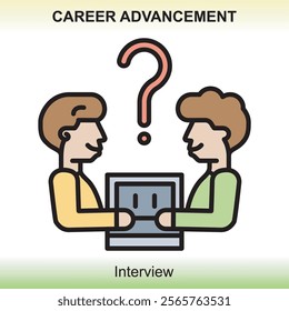 Themed career advancement icons are colored, giving a classy impression and are clear about the meaning of the image