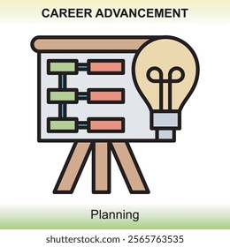 Themed career advancement icons are colored, giving a classy impression and are clear about the meaning of the image