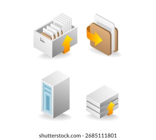 Themed digital data server information technology concept illustration