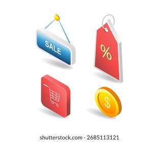 Thematische Illustration des Konzepts für E-Commerce-Verkäufe und -Einkäufe
