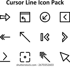 Themed icon set featuring 12 unique Outline-style icons representing Cursor concepts.