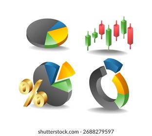 Gráfico de porcentagem temática com ilustração do conceito de castiçais