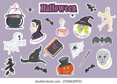 Themed pictures of magic, wizardry, monsters for halloween