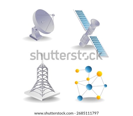 Themed satellite network technology concept illustration