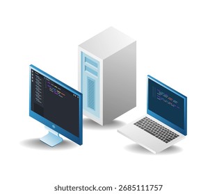 themed server computer programmer concept illustration