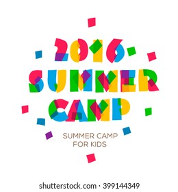 Themed Summer Camp 2016 poster in flat style, vector illustration.
