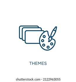 themes icon. Thin linear themes outline icon isolated on white background. Line vector themes sign, symbol for web and mobile
