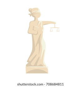 Themis Femida statue, Lady of Justice cartoon vector Illustration