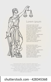 Themis goddess of justice. Femida vector illustration. Lady goddess of justice symbol.