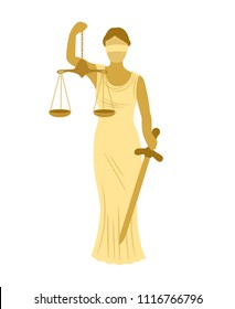 Themis icon isolated on white background. Goddess of order and justice vector illustration