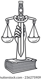 Themis of justice. Vector logo.Libra themis. Sword scales. Lawyers logo. Law.