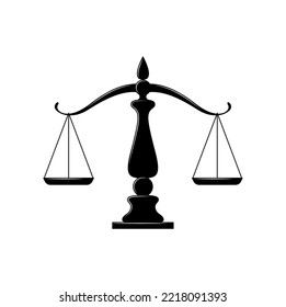 Themis scales isolated law and justice symbol. Vector judicial law balance scale, equality and punishment mascot, retro equality sign