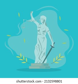 themis statue card with leaves