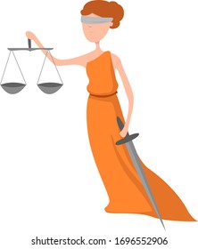 Themis with sword, illustration, vector on white background