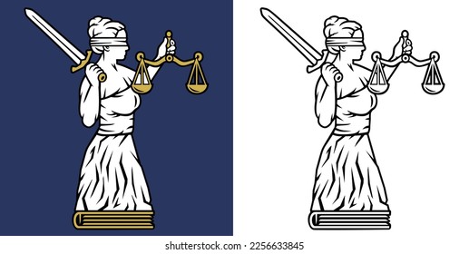 Themis, vector drawing.The logo of Themis of justice, the emblem, the sign of lawyers.
