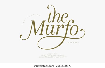 Themurfo typography beauty fashion elegant minimalist serif italic fonts decorative wedding vintage retro logos. Minimal luxury font alphabet logo. Vector illustration