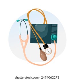 Thensimeter and stethoscope vector illustration