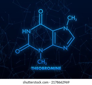 Fórmula química de teobromina. Estructura molecular química de teobromina