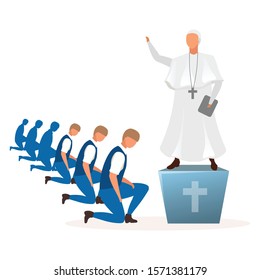 Theocracy Political System Metaphor Flat Vector Illustration. Rule Of Church, Religion. Divine Guidance Of State. Form Of Government. Religious Authority. Theocratic State Cartoon Characters