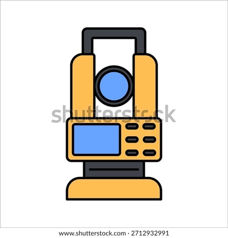 Theodolite Flat design style survey instrument symbolizing land measurement ideal for engineering plans and mapping designs.
