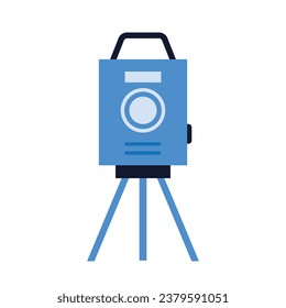 Icono plano teodolita. Herramienta de geodesia de ingeniería. Vector