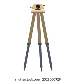 A ferramenta de nível geodésico Theodolite em pé no tripé está medindo a elevação em um local de construção