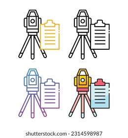 Diseño de iconos teodolitos en cuatro colores de variación