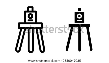 Theodolite Icon set in black filled and line.