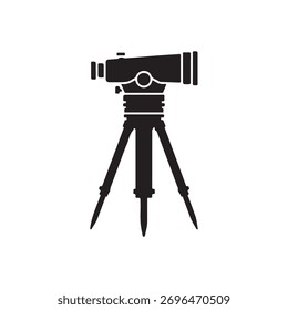 Theodolit-Symbol Silhouette, Vektorgrafik, flaches Design auf weißem Hintergrund
