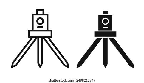 colección de Vector Iconicon de Theodolite en estilo delineado y sólido