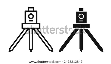 theodolite iconicon vector collection in outlined and solid style