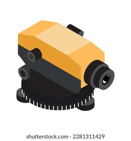 Theodolite instrument isometric icon on white background 3d vector illustration