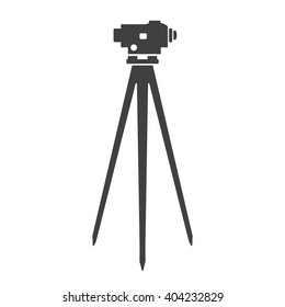 Theodolite on tripod line icon for web, mobile and infographics. Vector dark grey icon isolated on light grey background.