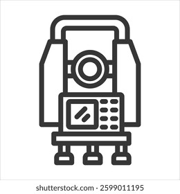 Theodolite Outline Icon Vector Illustration