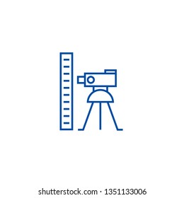 Theodolite Survey Calculation Line Icon Concept. Theodolite Survey Calculation Flat  Vector Symbol, Sign, Outline Illustration.