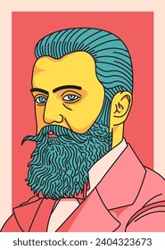 Theodor Herzl (1860-1904) - Un líder sionista visionario de Israel - La tierra de la nación judía; ilustración vectorial en estilo de diseño plano