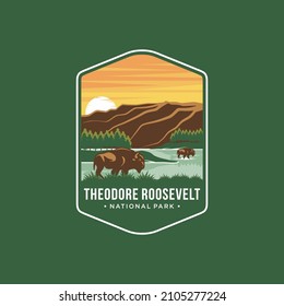 Theodore Roosevelt National Park Emblem patch logo illustration on dark background