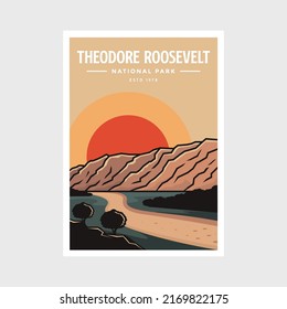 Theodore Roosevelt National Park poster vector illustration design