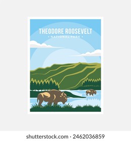 Theodore Roosevelt National Park poster vector illustration design