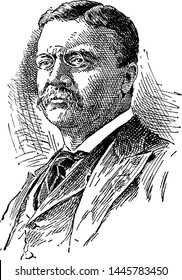 Theodore Roosevelt, vintage engraved illustration