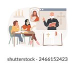 Theology isolated concept vector illustration. Divine teaching, religious belief, study of god, theological lectures, sunday school, man prays, church priest, monk in monastery vector concept.