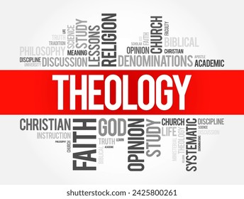 Theology word cloud collage, religion concept background