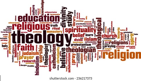 Theology word cloud concept. Vector illustration