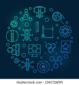 Theoretical Chemistry vector colored round outline illustration on dark background