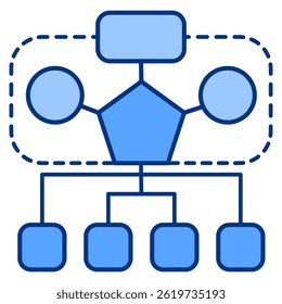 Theoretical Model icon represented by diagram Blue style.