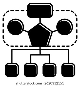 Theoretical Model icon represented by diagram Black Filled style.